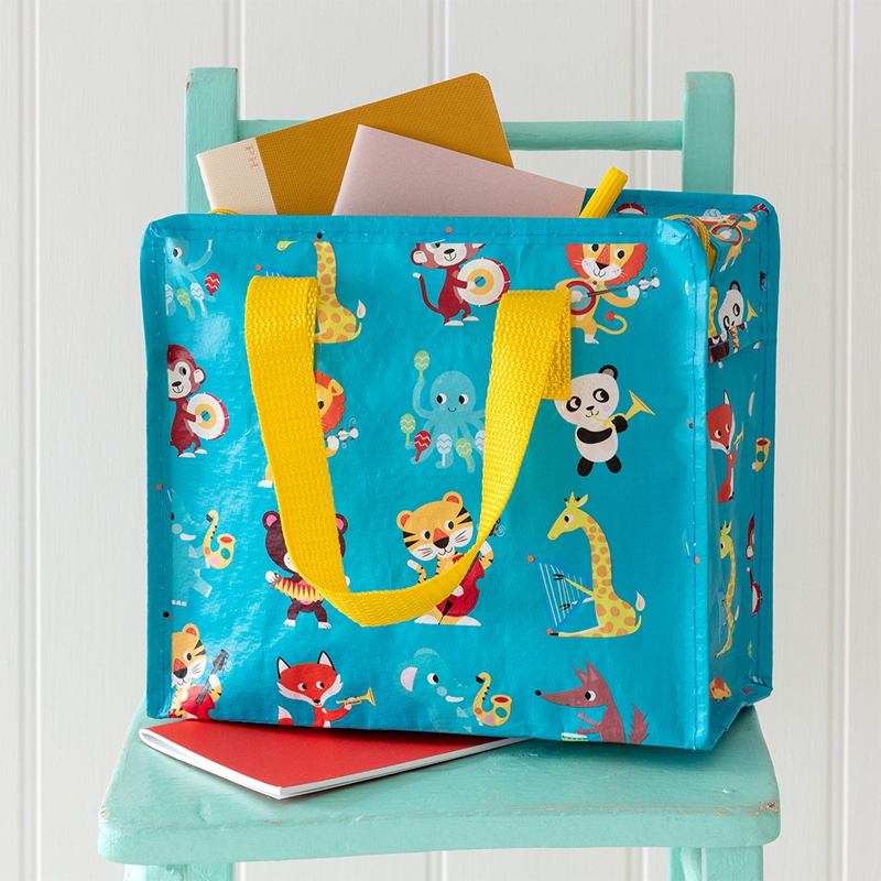 英國 Rex London - 學生上學最佳多功能環保便當袋/野餐袋/手提袋/萬用袋-動物樂隊