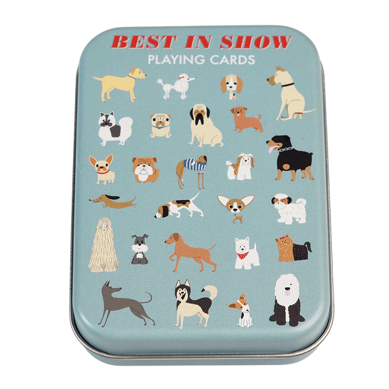 英國 Rex London - 鐵盒裝塑膠撲克牌/紙牌-萌狗樂園