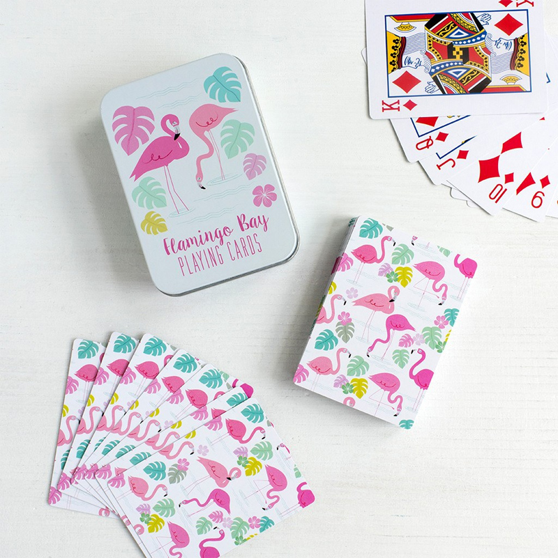 英國 Rex London - 鐵盒裝塑膠撲克牌/紙牌-火烈鳥