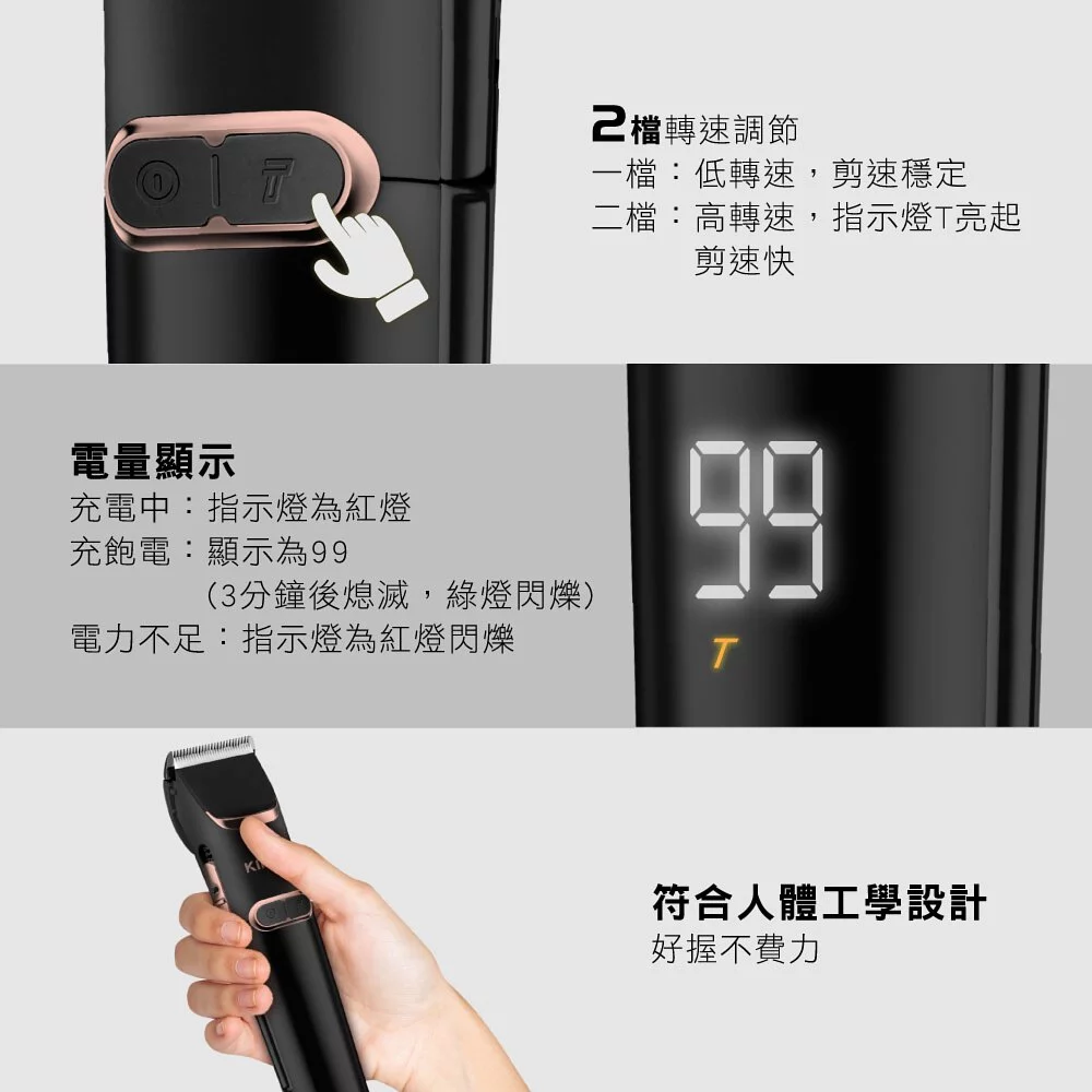 KINYO - 充插兩用專業精修電剪 (W4.3xH18xD4.3cm)