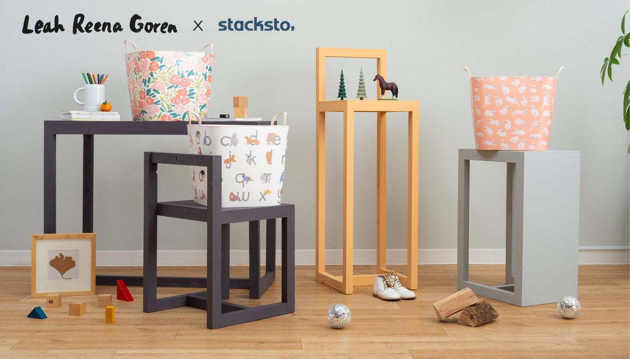 日本stacksto - 日本 Stacksto X Leah Goren 聯名收納籃-花朵 (33.5*33.5*34.6cm)