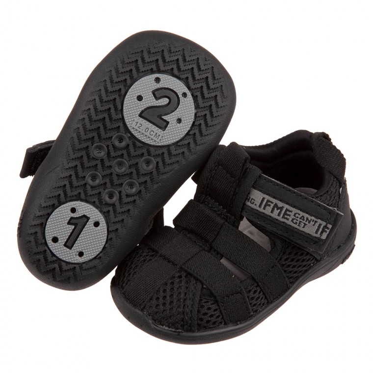 日本IFME - 黑色和風寶寶機能水涼鞋