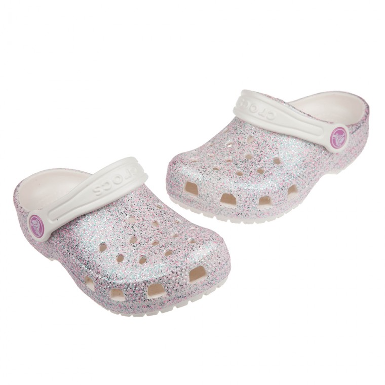 Crocs - 卡駱馳經典閃亮牡蠣粉色兒童布希鞋