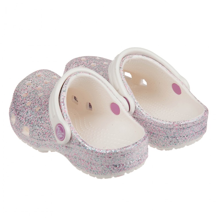 Crocs - 卡駱馳經典閃亮牡蠣粉色兒童布希鞋