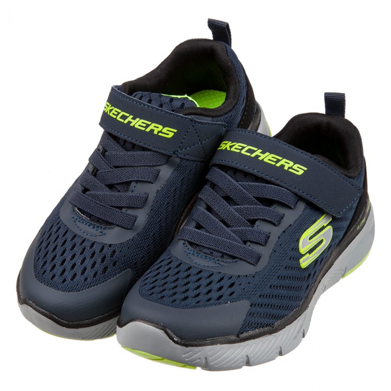 SKECHERS - FLEX_透氣網布深藍兒童機能運動鞋