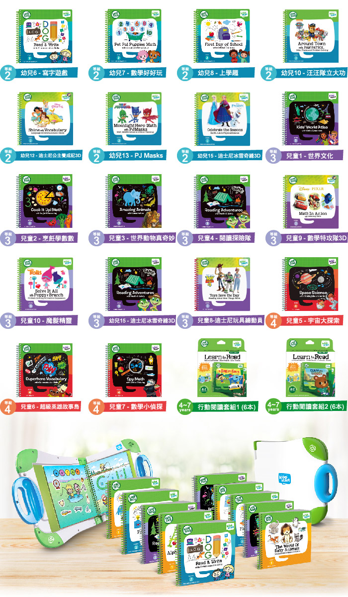 LeapFrog美國跳跳蛙 - 點讀ＧＯ粉色初學3D組-點讀ＧＯ粉／字母ABC／數數123／迪士尼冰雪奇緣-粉色