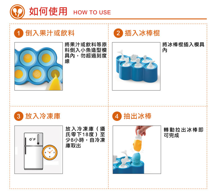 美國 ZOKU - 小魚造型冰棒模具組 (24.2x14.5x8cm)-6入