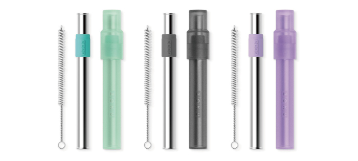 美國 ZOKU - 伸縮式珍珠吸管附收納盒-寶石灰 (盒子13.5x2.2x2.2cm/吸管約21.5cm)