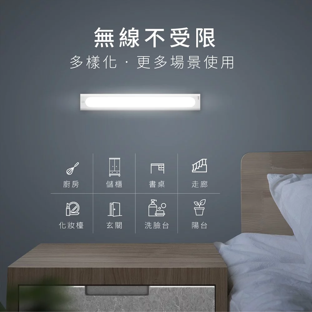 KINYO - 磁吸式無線觸控LED燈 (LED-3452) (W350xH48xD40 mm)