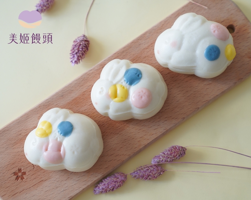 美姬饅頭 - 玉兔月餅造型紅豆包-6入-45g/顆