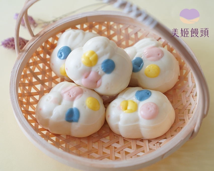 美姬饅頭 - 玉兔月餅造型紅豆包-6入-45g/顆