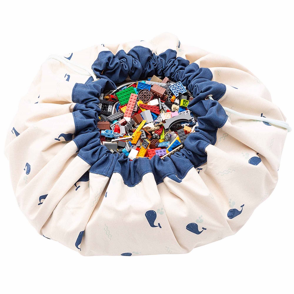 比利時 Play & Go - 玩具整理袋-藍色鯨魚-展開直徑 140cm/產品包裝 24.5×21.5×5.5cm