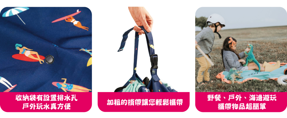 比利時 Play & Go - 玩具整理袋-衝浪趣-防水款-展開直徑 140cm/產品包裝 24.5×21.5×5.5cm