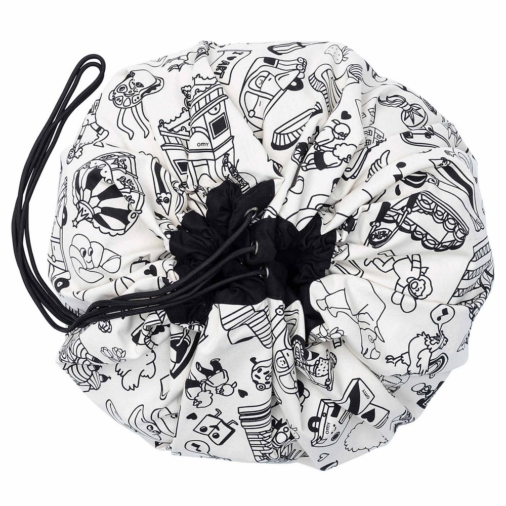 比利時 Play & Go - 玩具整理袋-聯名款-趣味塗鴉巴黎版-展開直徑 140cm/重量 850g/產品包裝 24.5x21.5x5.5cm/本款內附三隻塗鴉筆