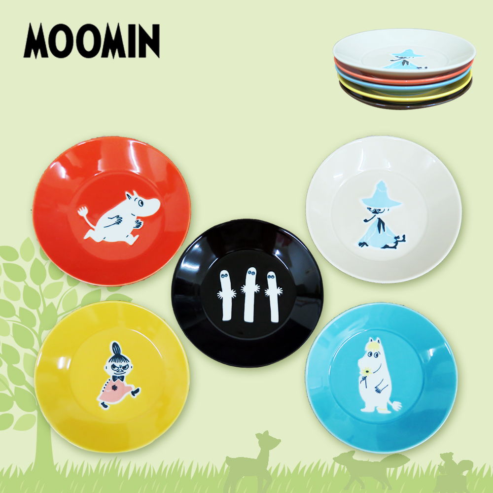 日本山加 yamaka - moomin 嚕嚕米彩繪陶瓷淺盤禮盒-MM1300-57-5入組