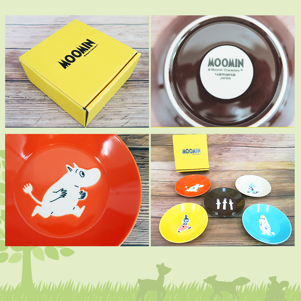 日本山加 yamaka - moomin 嚕嚕米彩繪陶瓷淺盤禮盒-MM1300-57-5入組