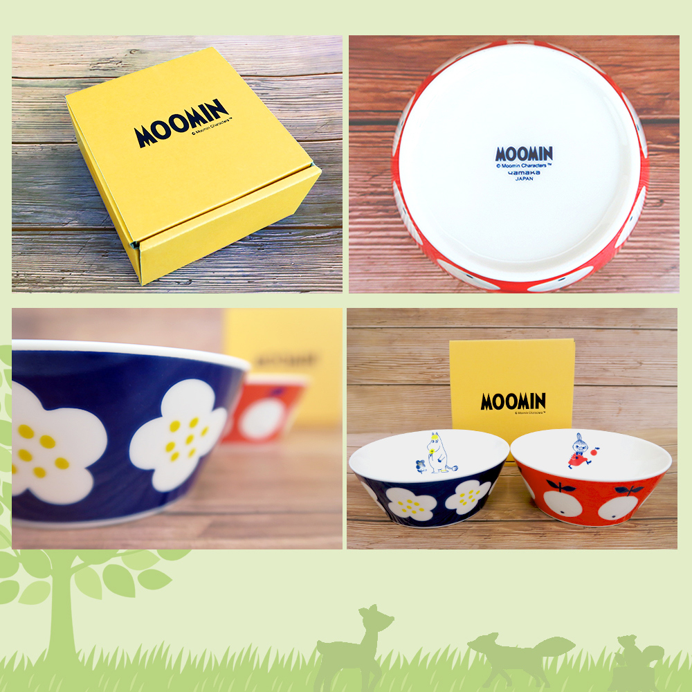 日本山加 yamaka - moomin 嚕嚕米彩繪陶瓷碗禮盒-MM0324-79-2入組
