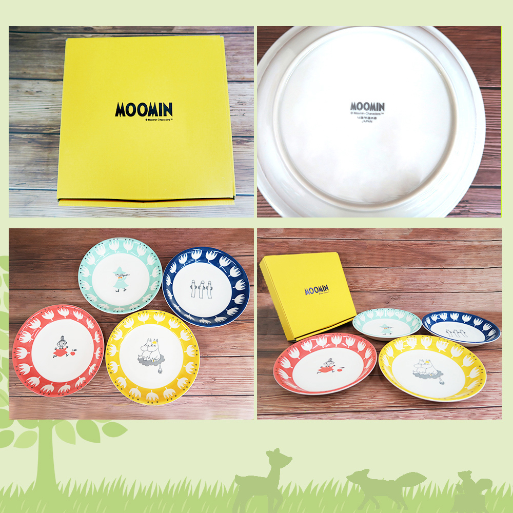 日本山加 yamaka - moomin 嚕嚕米彩繪陶瓷深盤禮盒-MM1000-184-4入組