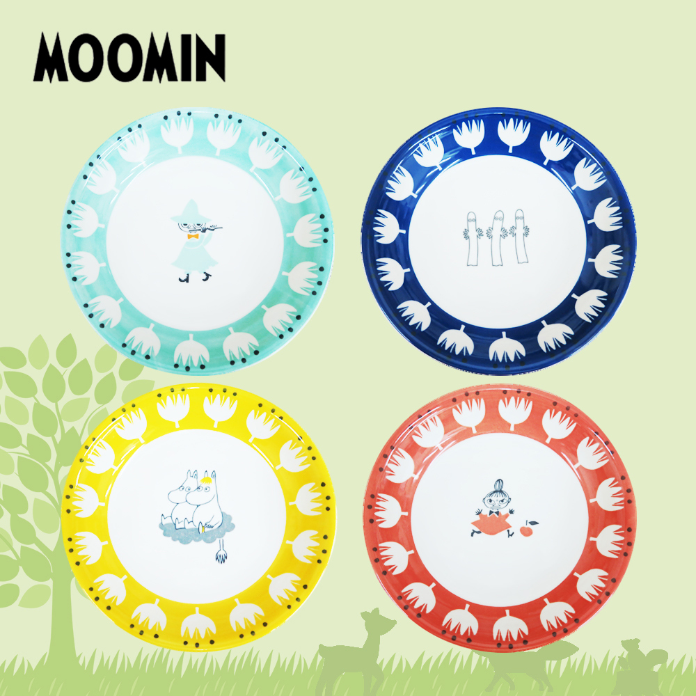 日本山加 yamaka - moomin 嚕嚕米彩繪陶瓷深盤禮盒-MM1000-184-4入組