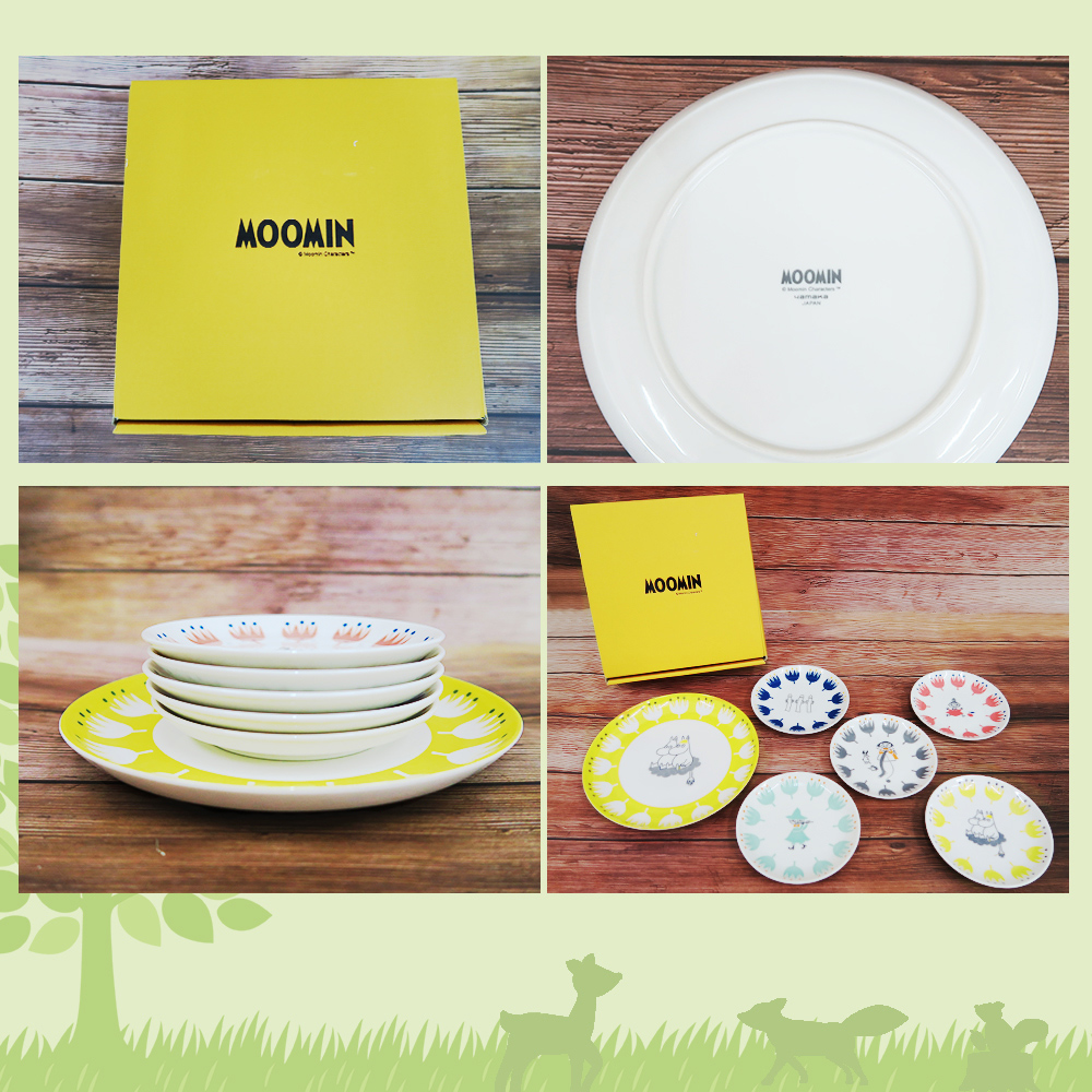 日本山加 yamaka - moomin 嚕嚕米彩繪陶瓷淺盤禮盒-MM1000-52-6入組