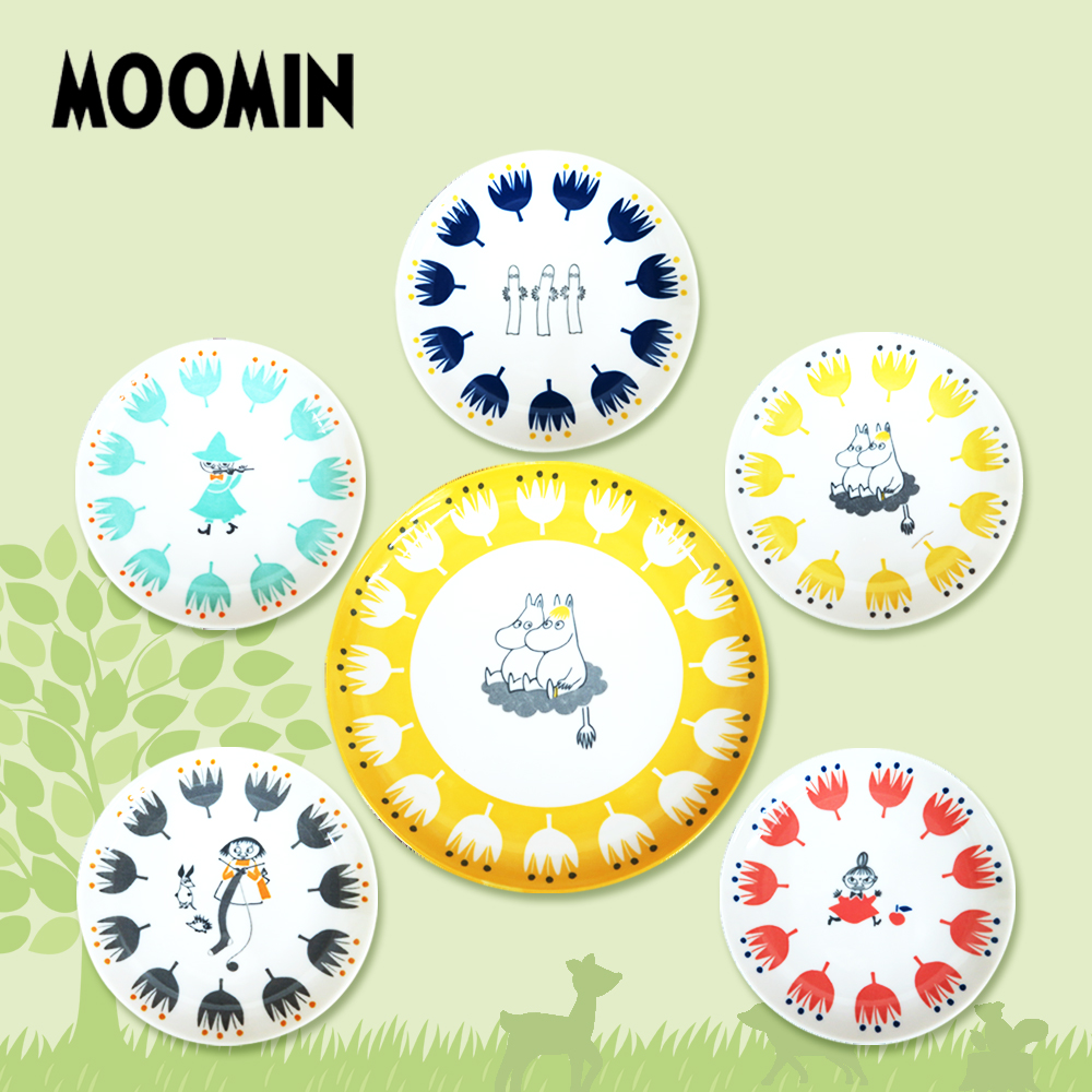 日本山加 yamaka - moomin 嚕嚕米彩繪陶瓷淺盤禮盒-MM1000-52-6入組