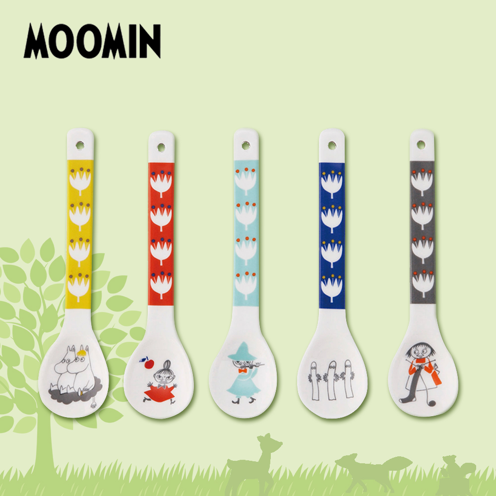 日本山加 yamaka - moomin 嚕嚕米彩繪陶瓷湯匙禮盒-MM1000-126-5入組