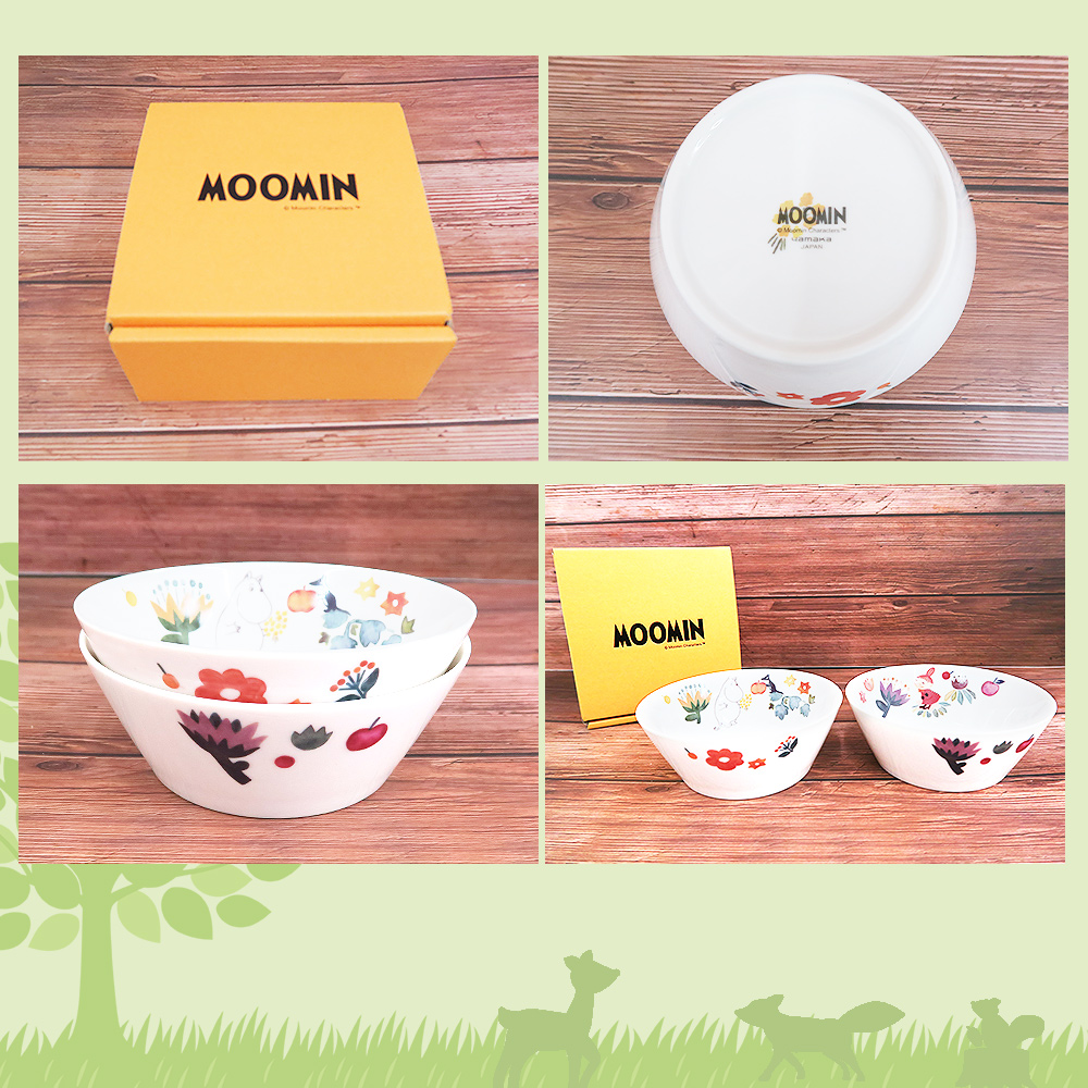 日本山加 yamaka - moomin 嚕嚕米彩繪陶瓷碗禮盒-MM2100-79)-2入組