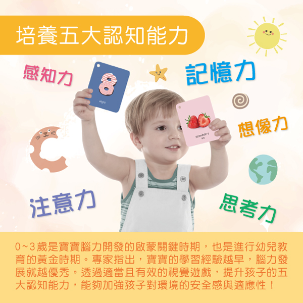 聰明寶寶認知圖卡(點讀版)~中英雙面-共50張中英雙語雙面圖卡/牛筆及小熊點讀機適用