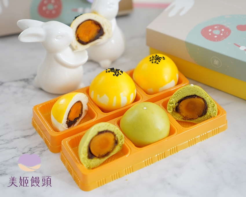 美姬饅頭 - 蒸的蛋黃酥&柚子鮮乳造型饅頭-6入-70g/顆