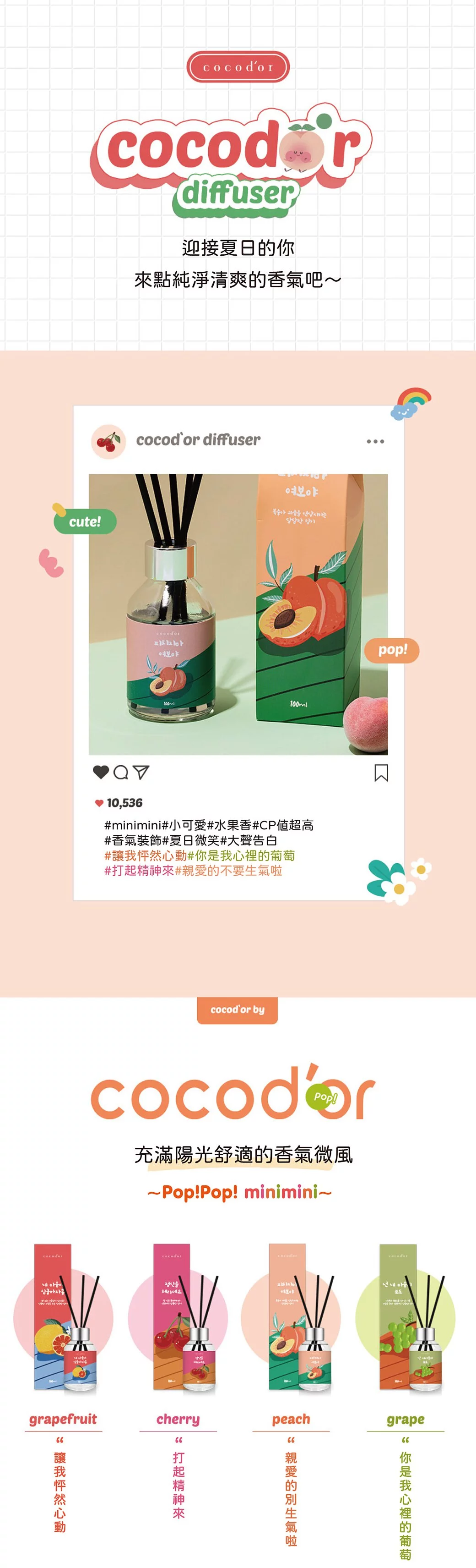 韓國 cocodor - 果漾系列擴香瓶-蜜桃Peach-100ml