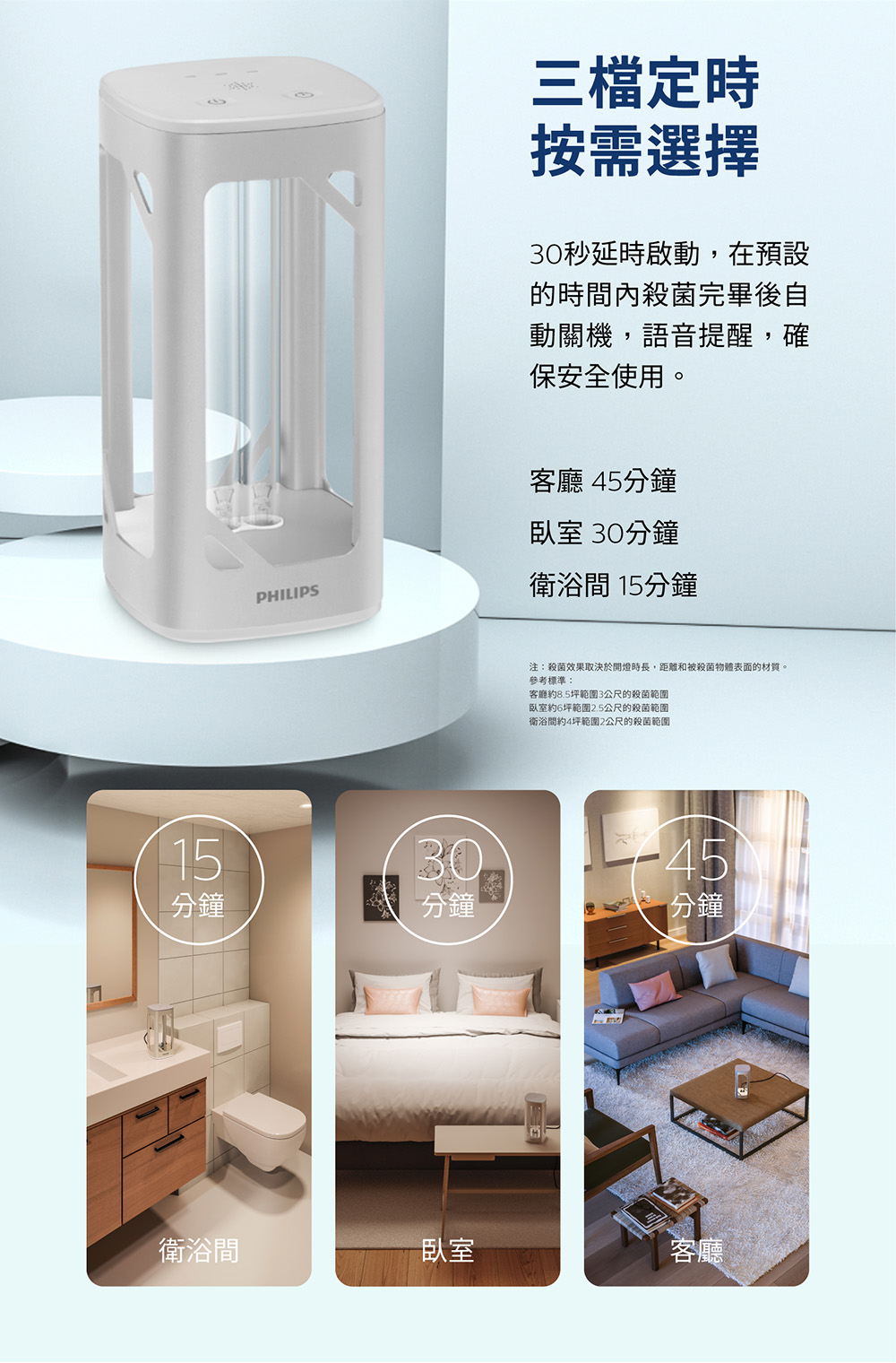 PHILIPS 飛利浦照明 - 桌上型 UV-C 感應語音殺菌燈-PU002-科技銀