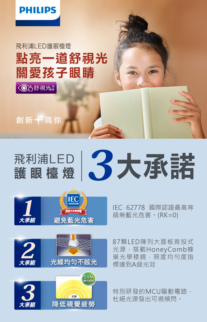 PHILIPS 飛利浦照明 - 朗恒 LED 護眼檯燈 66048-PD013-白
