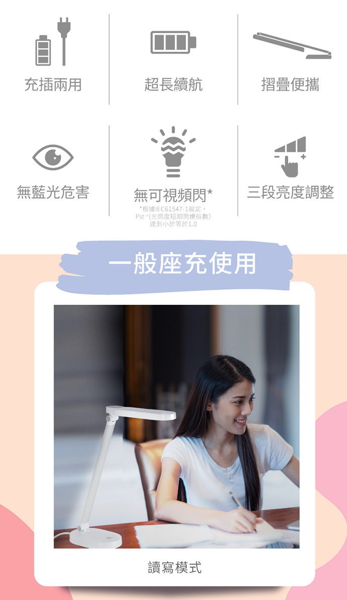 PHILIPS 飛利浦照明 - 酷玉 LED 可攜式充電檯燈 66145-PD028-雪晶白