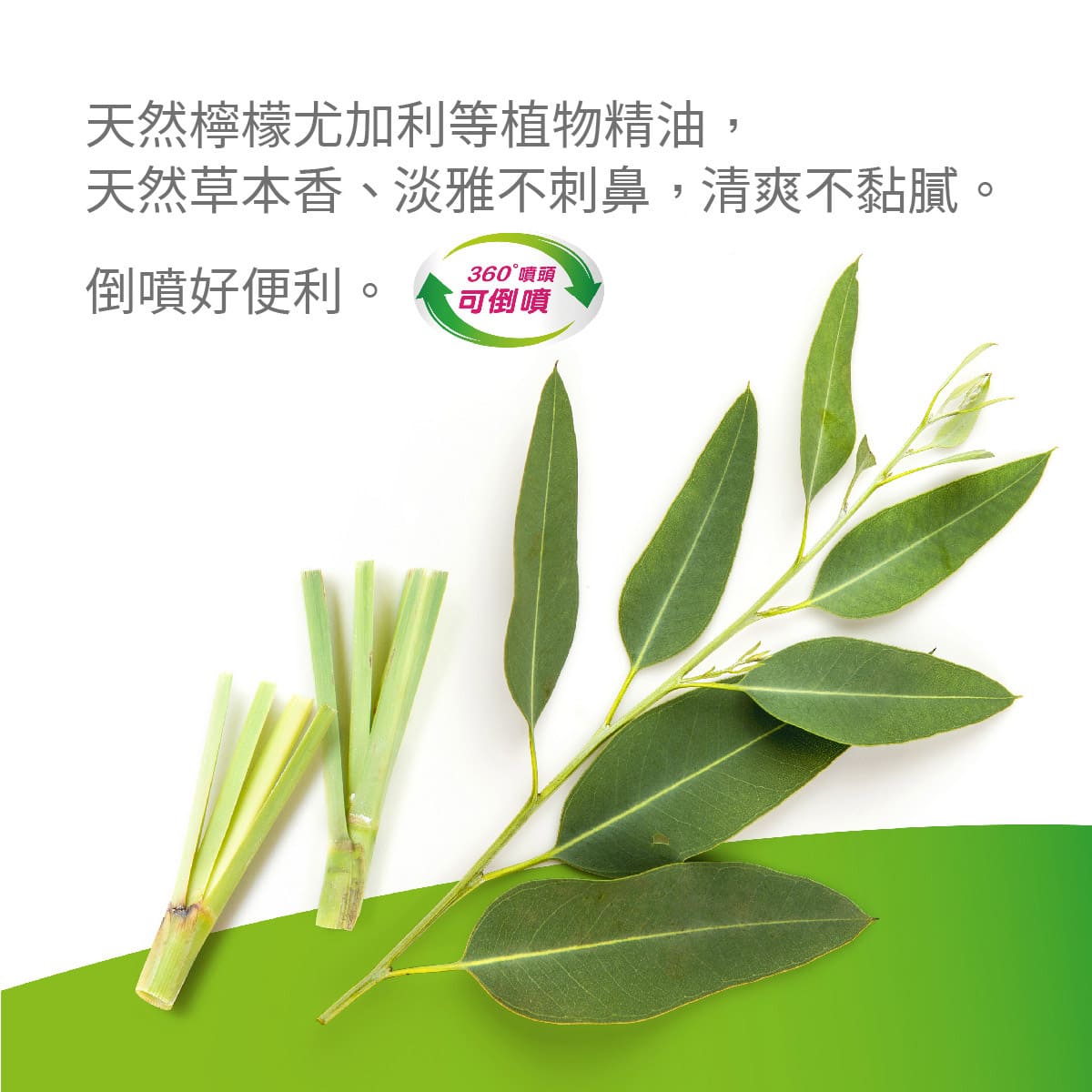 天然草本香、淡雅不刺鼻，清爽不黏膩，倒噴好便利