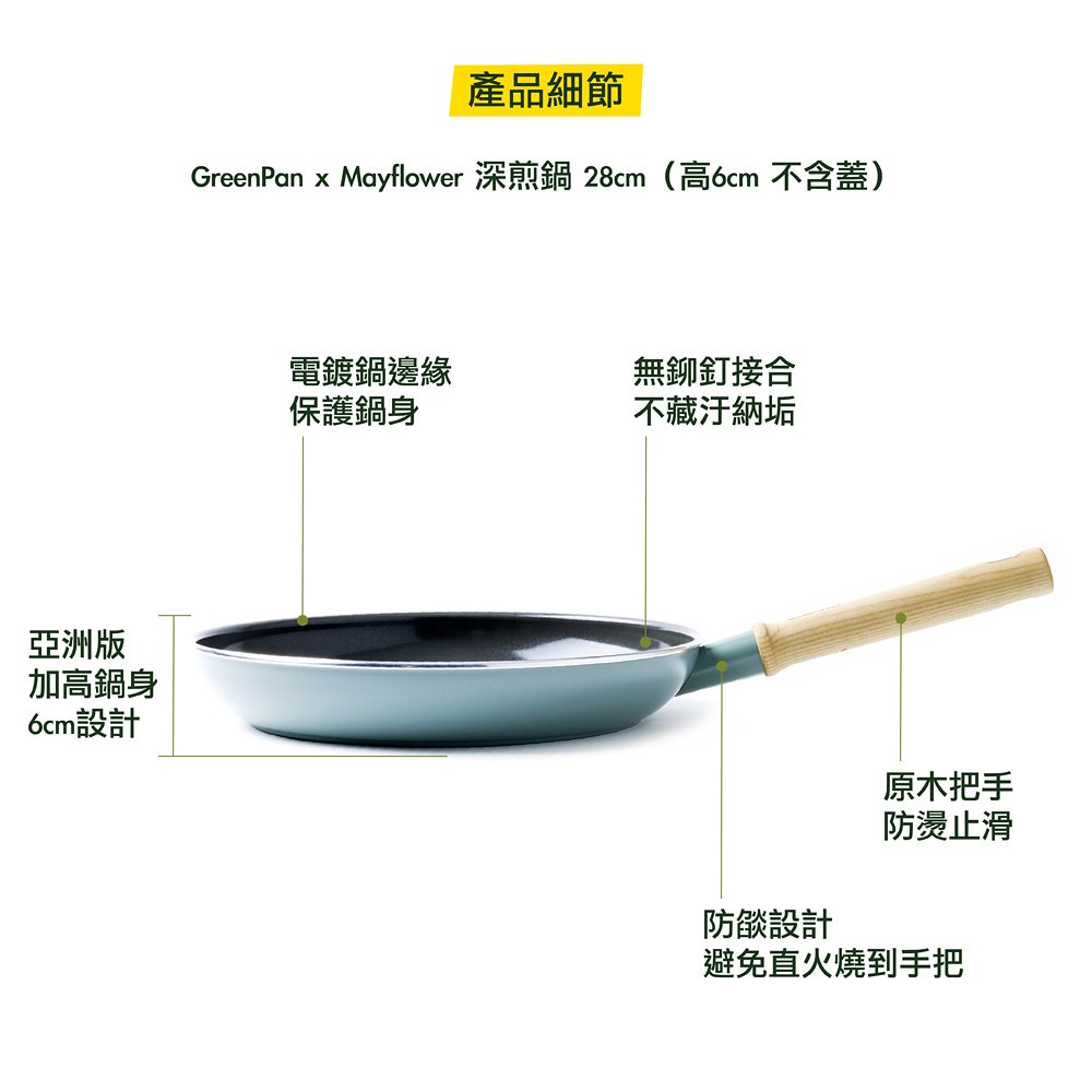 比利時 GreenPan - Mayflower 系列陶瓷不沾深平底鍋-28cm