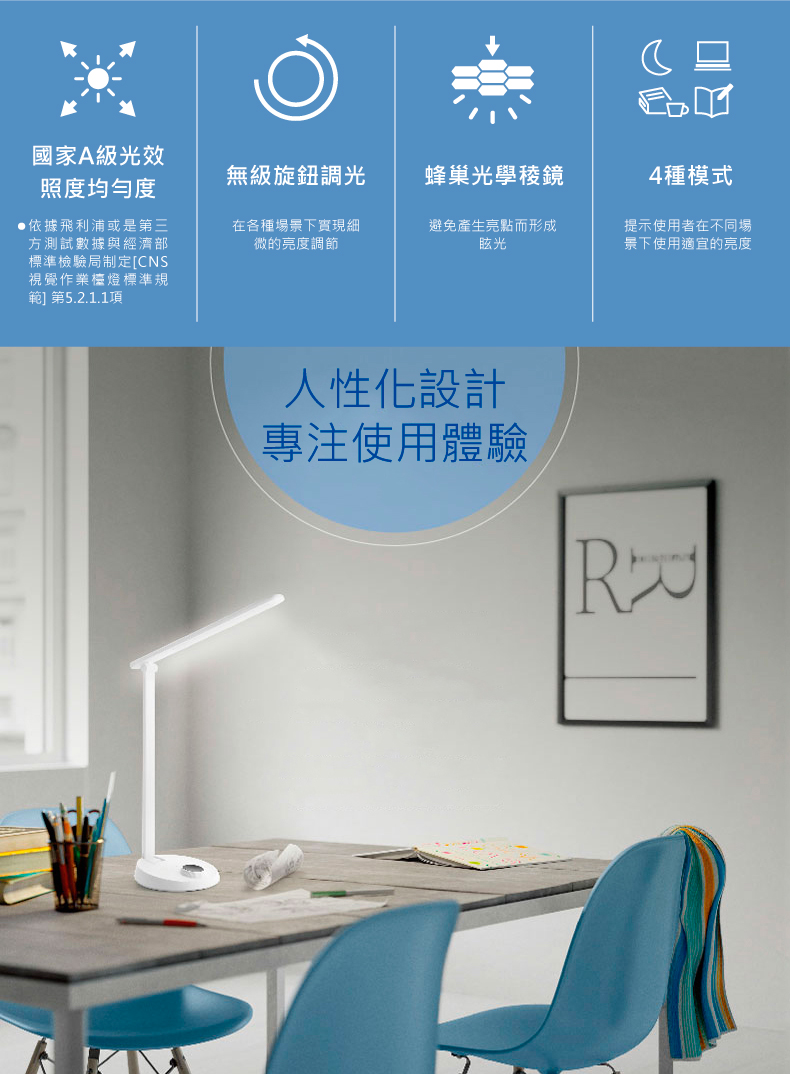 PHILIPS 飛利浦照明 - 朗恒 LED 護眼檯燈 66048-PD012-灰