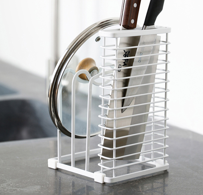 日本天馬 - 廚房系列三層砧板/鍋蓋收納架-附刀具架