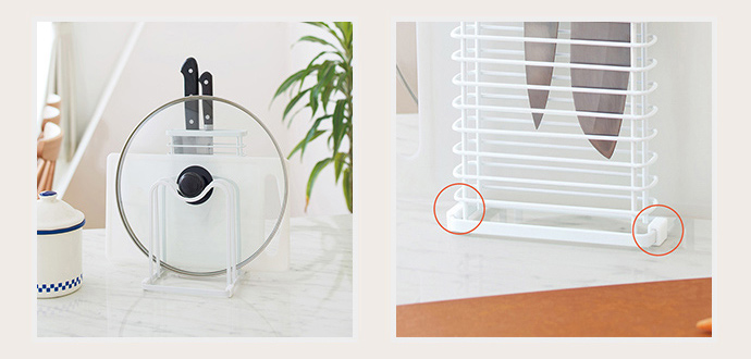 日本天馬 - 廚房系列三層砧板/鍋蓋收納架-附刀具架