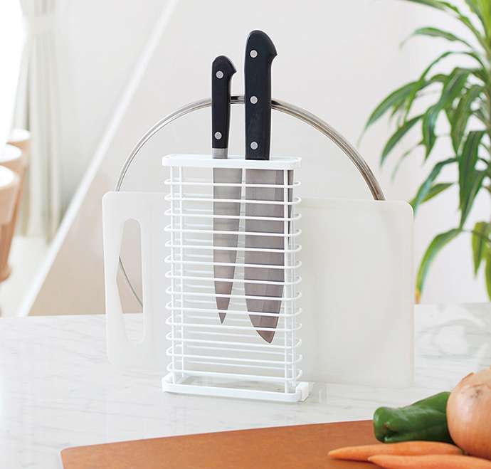 日本天馬 - 廚房系列三層砧板/鍋蓋收納架-附刀具架