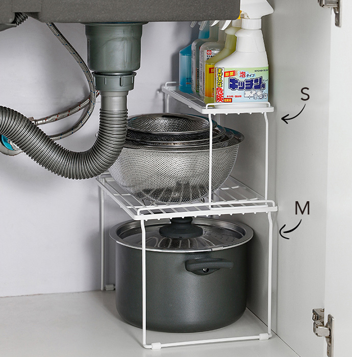 日本天馬 - 廚房系列桌上/水槽下兩用可層疊置物架 (S)