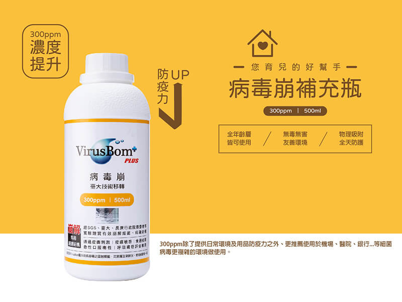 病毒崩 VirusBom - 300ppm補充瓶-500ml