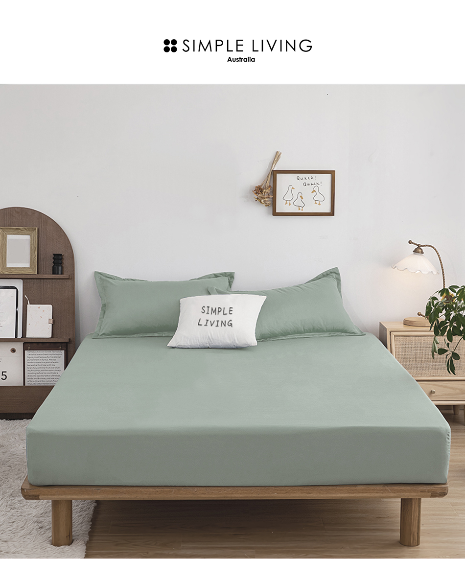 澳洲 Simple Living - 天絲福爾摩沙枕套床包組-台灣製-月眸綠