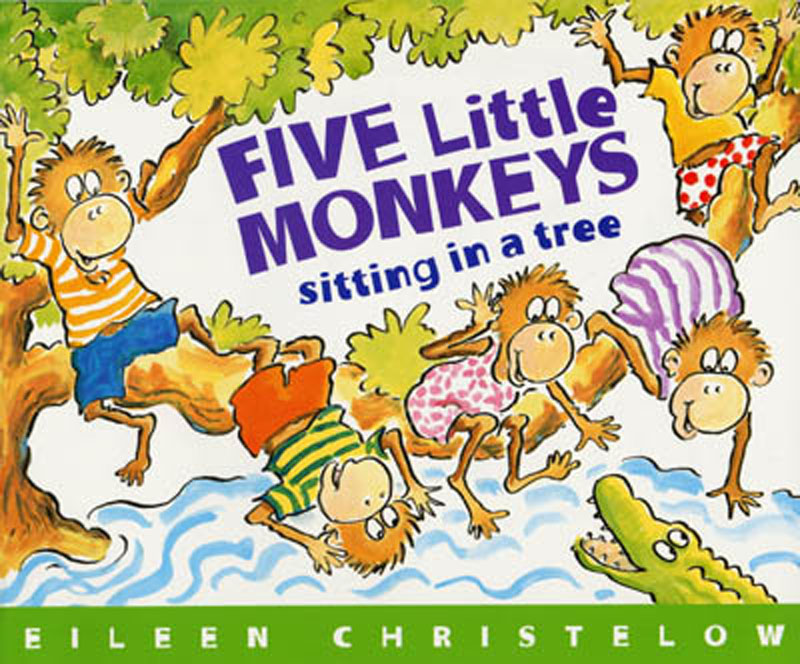 麥克兒童外文書店 - 廖彩杏有聲書-FIVE LITTLE MONKEYS SITTING TREE/平裝繪本+CD