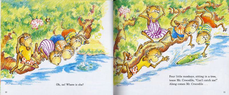 麥克兒童外文書店 - 廖彩杏有聲書-FIVE LITTLE MONKEYS SITTING TREE/平裝繪本+CD