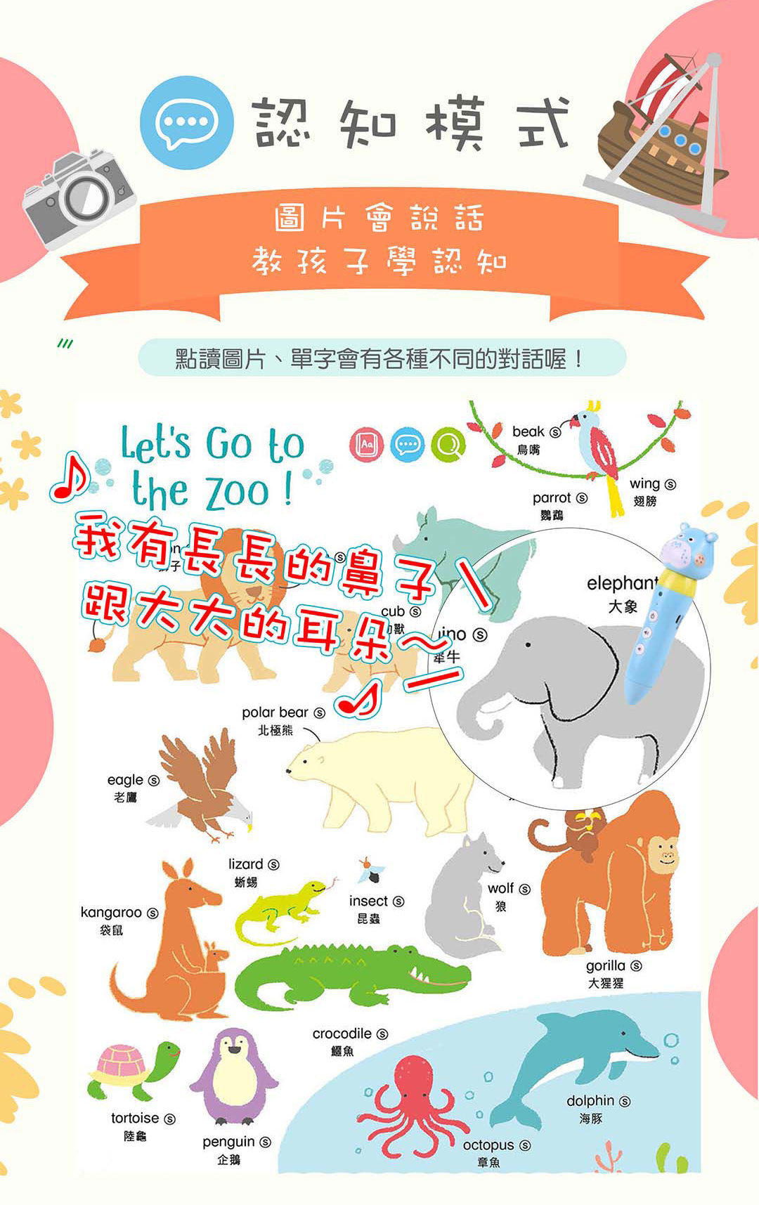 iQ House - Toby河馬筆點讀系列-Hello My First Dictionary 1200 我的第一本中英圖典點讀遊戲書+Toby河馬點讀筆*1(內附1000張點讀貼紙，可自製點讀書)