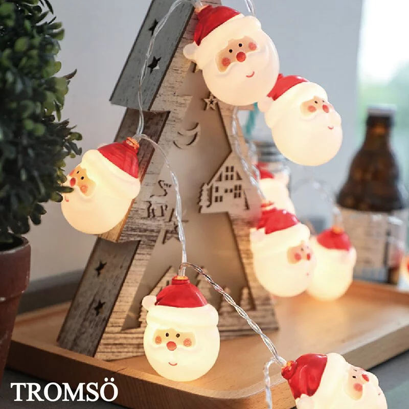 TROMSO - 北歐立體聖誕老人燈串/燈飾/耶誕掛飾配件-LED電池盒式-暖黃光 (約200cm)-一串10燈/約150g