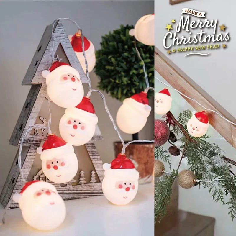 TROMSO - 北歐立體聖誕老人燈串/燈飾/耶誕掛飾配件-LED電池盒式-暖黃光 (約200cm)-一串10燈/約150g