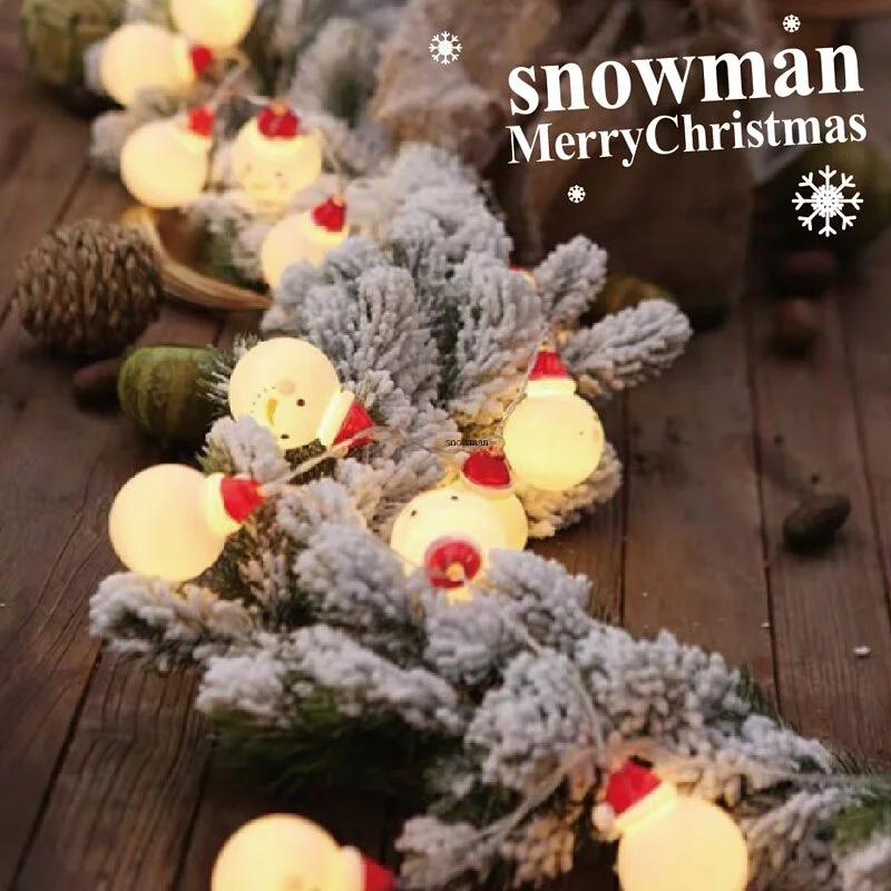 TROMSO - 北歐立體微笑雪人燈串/燈飾/耶誕掛飾配件-LED電池盒式-暖黃光 (約200cm)-一串10燈/約100g