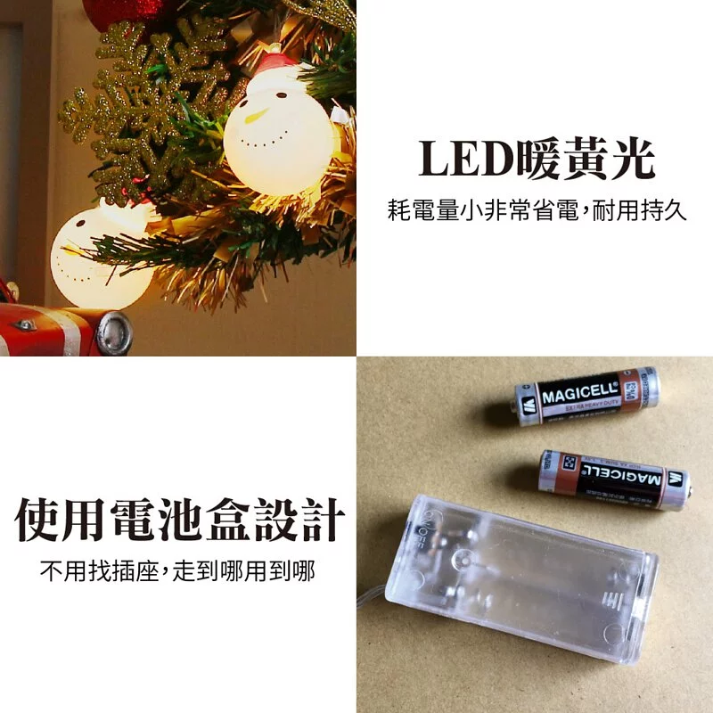 TROMSO - 風格旅程桌上型聖誕樹/含豐盛掛飾及附LED省電造型燈串-微笑雪人 (總長約60cmx直徑約30cm)-總重量約600g