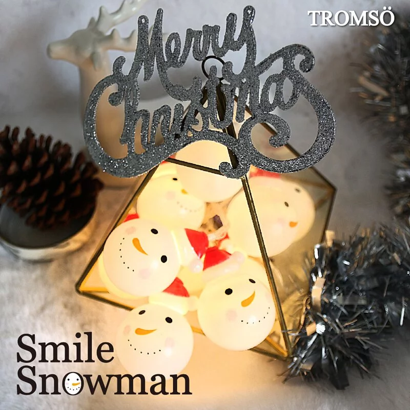 TROMSO - 風格旅程桌上型聖誕樹/含豐盛掛飾及附LED省電造型燈串-微笑雪人 (總長約60cmx直徑約30cm)-總重量約600g